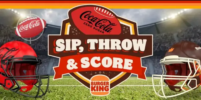 Burger King Sip, Throw & Score Instant Win Game - Win Instant Prizes Including 3-Piece French Toast Sticks, Medium-Sized Coca-Cola & More