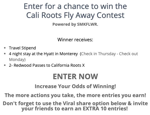 Cali Roots Fly Away Sweepstakes