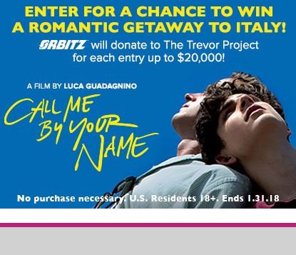 Call Me By Your Name Sweepstakes