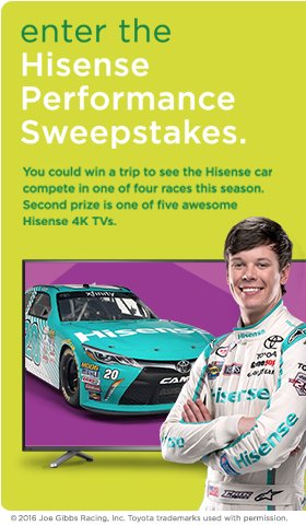 Calling 8 winners for the $2,479 Hisense Performance Sweepstakes from Hisense