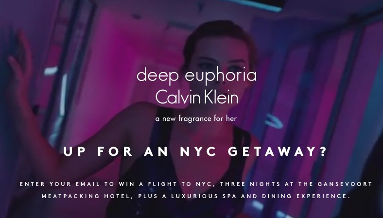 Calvin Klein $3,500 Deep Euphoria Sweepstakes