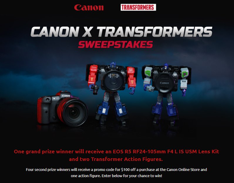 Canon x Transformer Sweepstakes – Win A Canon EOS Lens Kit, 2 Transformers Action Figures + More (5 Winners)