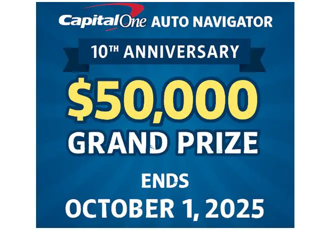 Capital One Auto Navigator Sweepstakes - Win $50,000 Or $1,000 Cash