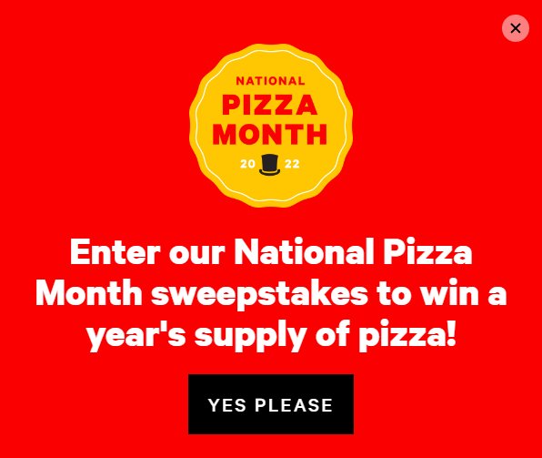 Cappello's National Pizza Sweepstakes - Win Free Pizza For A Year