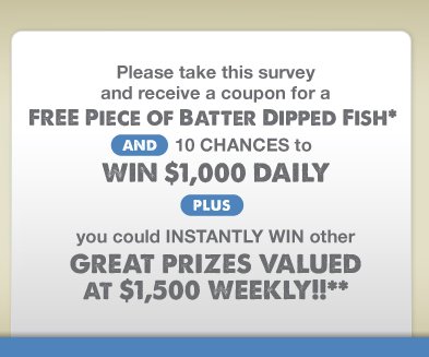 Captain D's Survey for $1000 Daily Cash!