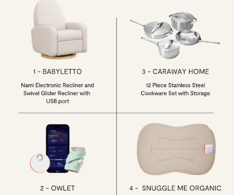 Caraway New Parent Giveaway - Win a 12-Piece Cookware Set, Baby Monitor, Recliner & More