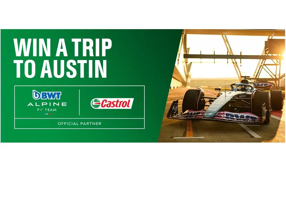 Castrol And BWT Alpine F1 Team Experience - Win A Trip For 2 To Austin, Texas For A BWT Alpine F1 Experience