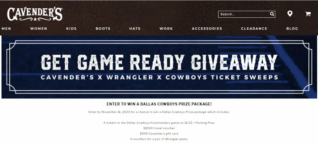 Cavenders X Wrangler X Cowboys Get Game Ready Giveaway – Win A Trip To The Dallas Cowboys / Commanders Game