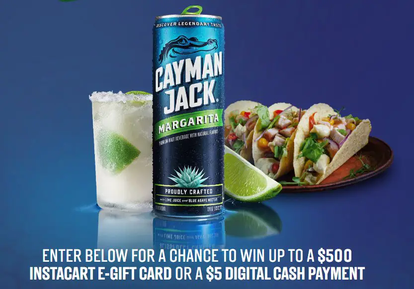 Cayman Jack “Cinco De Mayo” Instant Win Game - Win a $500 or $50 Instacart Gift Card (48 Winners)