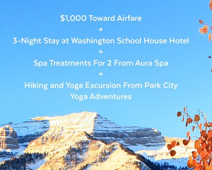 Enter For a Chance to Win a $4,485 Trip to Park City, Utah Sweepstakes!