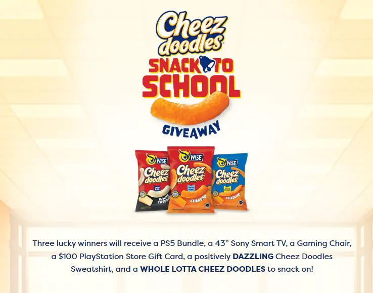 Cheez Doodles Snack To School Giveaway - Win A PlayStation 5, TV, $100 PlayStation Store Gift Card & More (3 Winners)