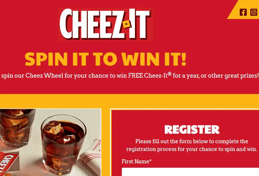 Cheez It Spin It Instant Win Game & Sweepstakes - Win One Year's Supply Of Free Snacks, Gift Cards & More
