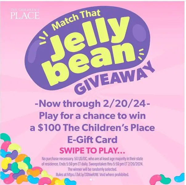 Children’s Place Jelly Bean Giveaway – Win $100 Children’s Place e-Gift Card