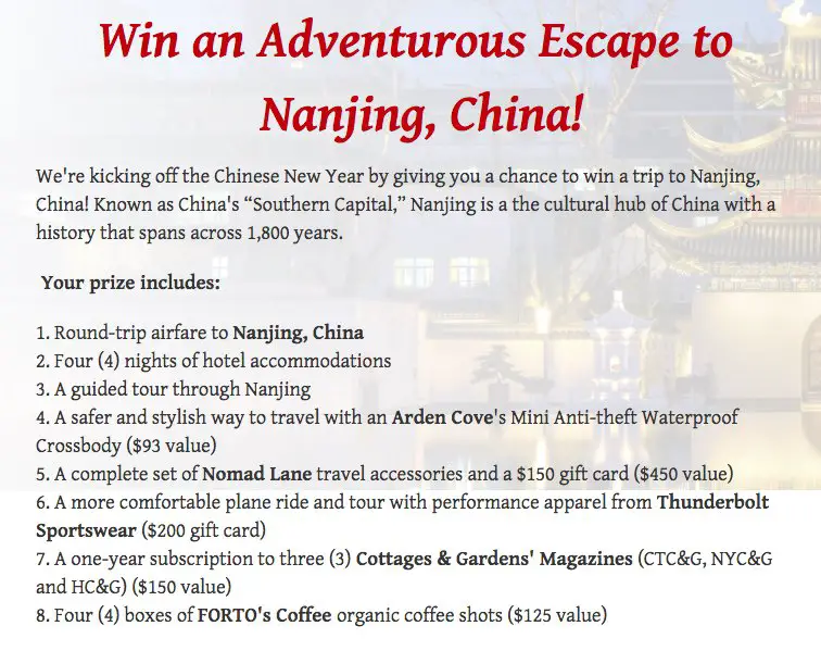 Chinese New Year Sweepstakes