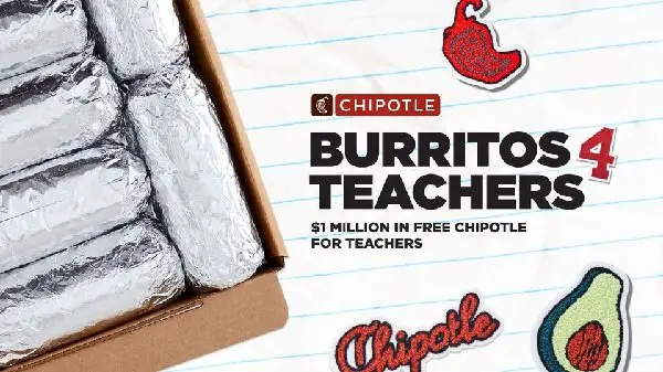 Chipotle Burritos 4 Teachers Sweepstakes - $1 Million Worth Of Free Burritos Up For Grabs