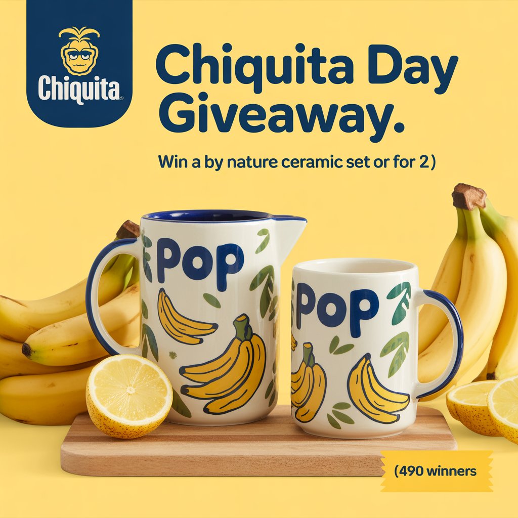 Chiquita Banana Day Giveaway – Win A Pop By Nature Ceramic Set For 2 (490 Winners)