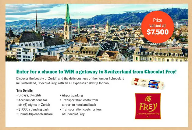 Win a Chocolat Frey Switzerland Getaway!