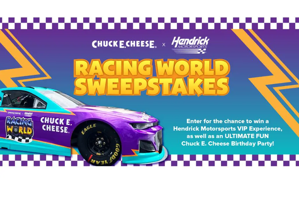Chuck E. Cheese Racing World Sweepstakes - Win Tickets To A NASCAR Race, Hosted Birthday Party And More