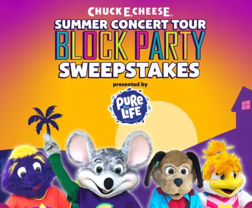 Chuck E Cheese's Summer Concert Tour Block Party Sweepstakes