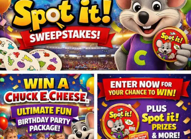 Chuck E. Cheese “Spot It!” Sweepstakes - Win a Chuck E. Cheese Ultimate Fun Birthday Party Package for Up to 10 children.