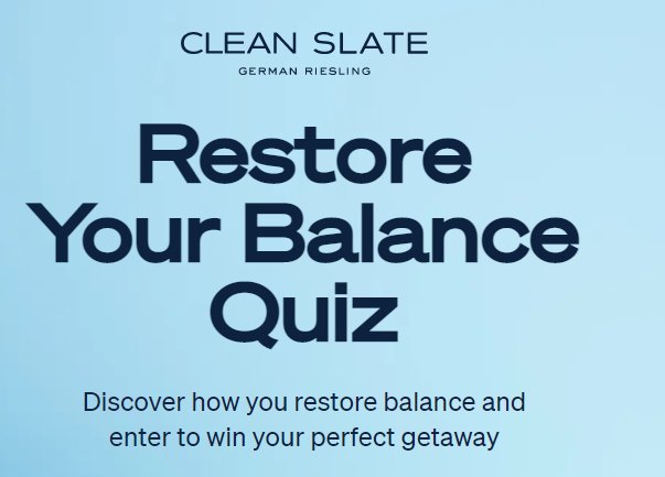 Clean Slate Restore Your Balance Sweepstakes - Win A Trip For 2 To Hawaii, Sonoma, Miami Or Scottsdale