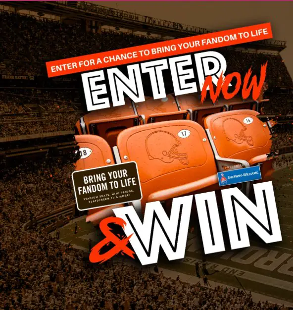 Cleveland Browns Sherwin-Williams + Browns Bring Your Fandom to Life Sweepstakes – Win A TV, Mini-Refrigerator, $250 Gift Card & More