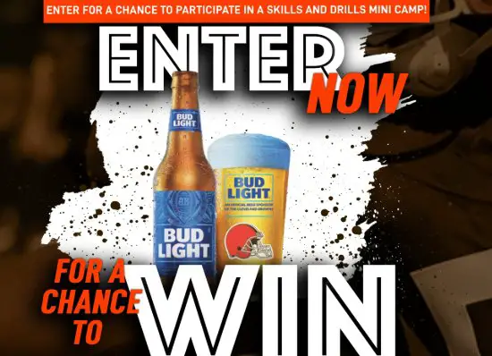 Cleveland Browns X Bud Light Mini Camp Sweepstakes - Win tickets for 2 to the Bud Light Skills & Drills Mini Camp in Cleveland