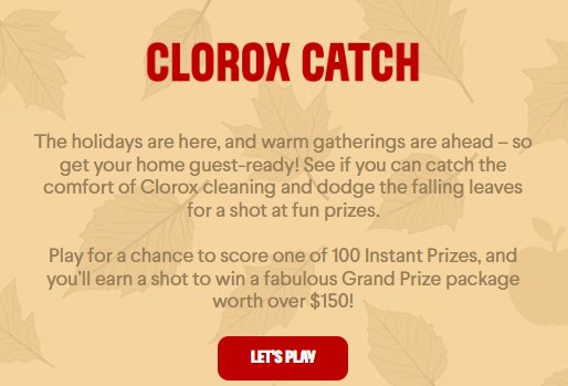 Clorox Catch Holiday 2026 Promotion - Win Clorox Cleaning Products [102 Winners]