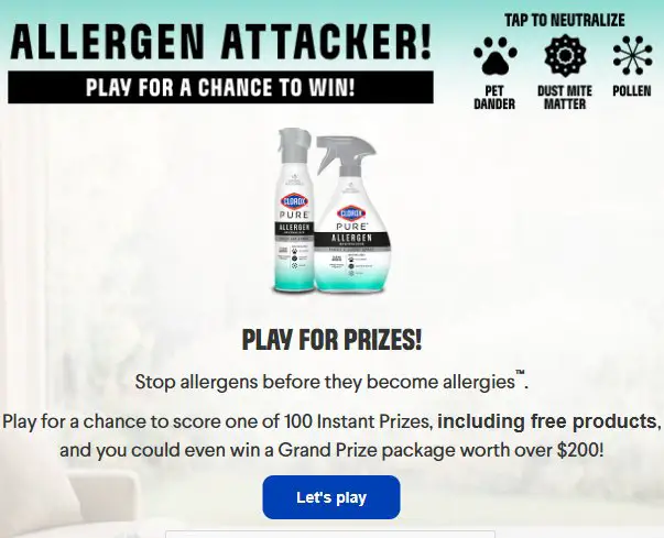 Clorox Pure Allergen Attacker Sweepstakes & Instant Win