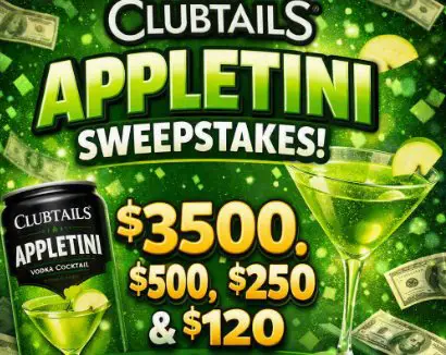 Clubtails Appletini Sweepstakes - $3500, $500, $250 & $120 Gift Cards Up For Grabs