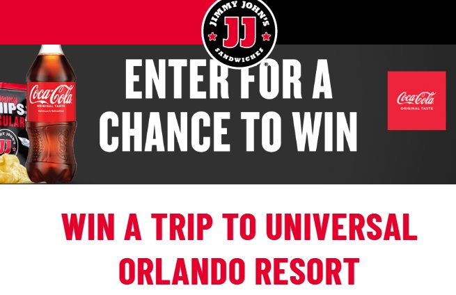 Coca-Cola and Jimmy John’s Sweepstakes - Win a Trip for 4 to Universal Orlando