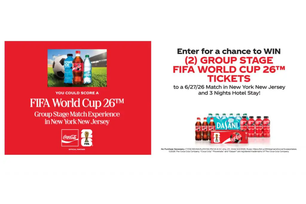 Coca-Cola FIFA World Cup 2026 Sweepstakes At Wegmans - Win Two FIFA World Cup Tickets (Limited States)
