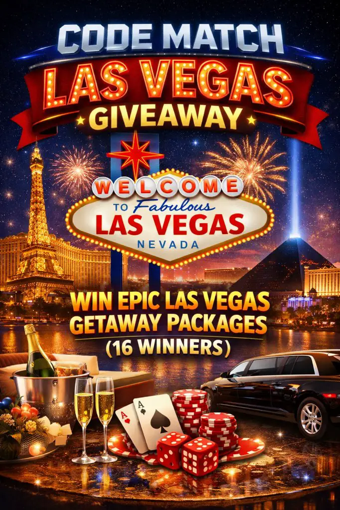 Code Match Las Vegas Giveaway – Win Epic Las Vegas Getaway Packages (16 Winners)