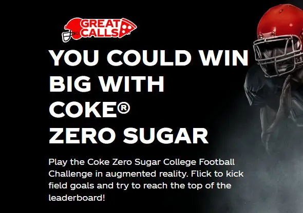 Coke Zero Sugar's College Football National Sweepstakes - Win 1 Of 106 Prizes