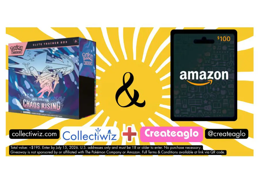 Collectiwiz + Createaglo Summer 2026 Giveaway - Win A TCG Trainer Box & Amazon Gift Card