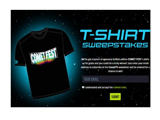 CometFest T-Shirt Giveaway - Limited Edition CometFest T-Shirts , 160 Winners
