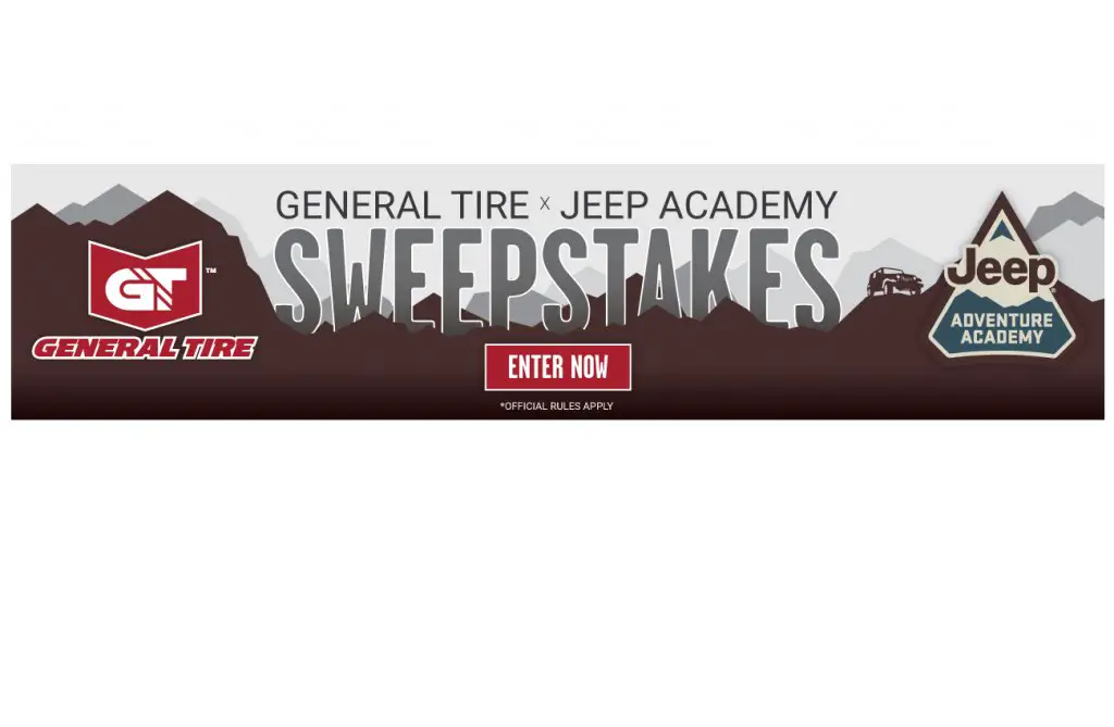 Continental Tire General Tire Jeep Academy Sweepstakes - Win A One Day Driving Session At The Jeep Adventure Academy