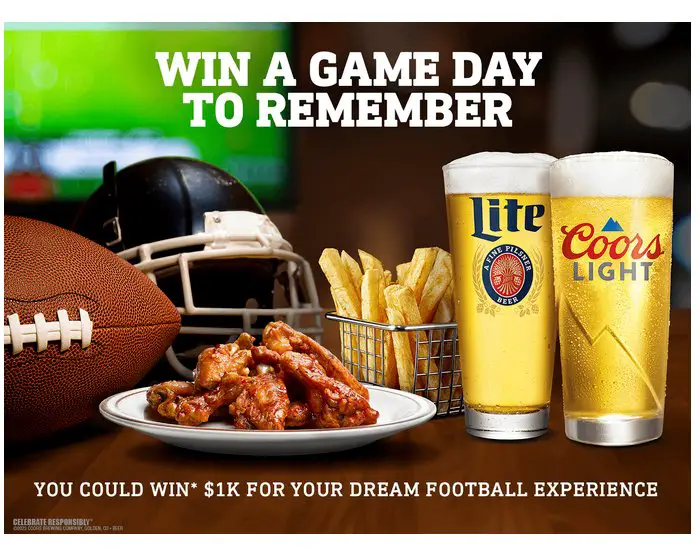 Coors Light And Miller Lite Football Experience  - Win $1,000 (45 Winners)