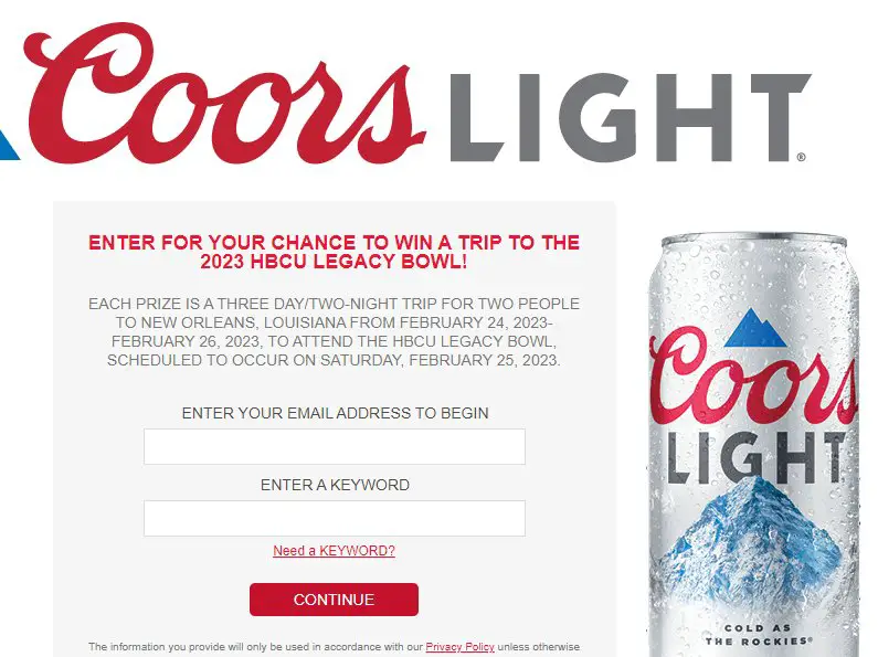 Coors Light Legacy Bowl Sweepstakes - Win Tickets to the HBCU Legacy Bowl & More (6 Winners)