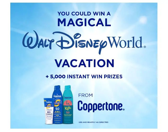 Coppertone Instant Win Game & Sweepstakes - Win A Trip For 4 To Walt Disney World