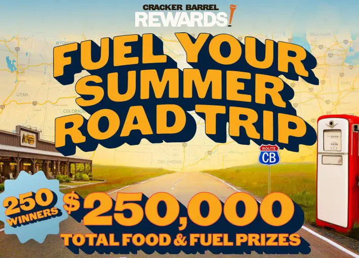 Cracker Barrel Fuel Your Summer Road Trip Sweepstakes – Win $1,000 in Gift Cards