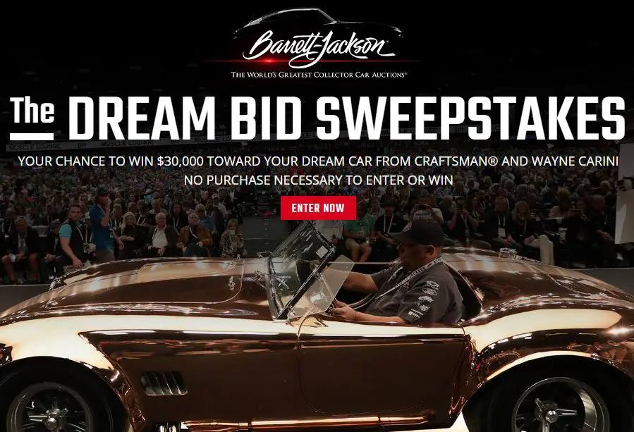 Craftsman's Barrett-Jackson The Dream Bid Sweepstakes - Win A Trip To Houston + $30,000