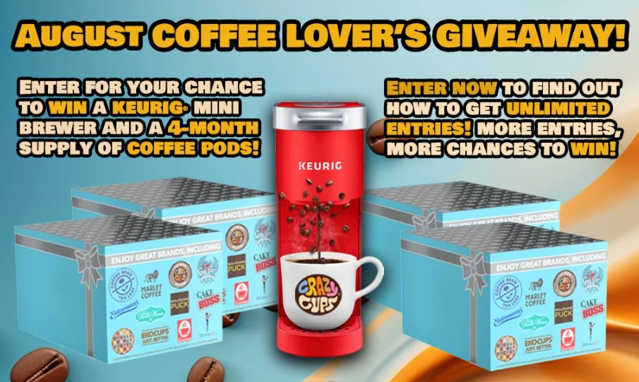 Crazy Cups August Coffee Lover’s Giveaway - Win A Keurig Coffee Machine & Some Coffee