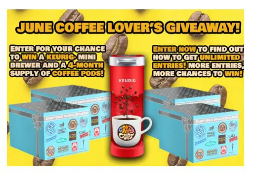 Crazy Cups June Coffee Lovers Giveaway - Win A Keurig Coffee Machine + Coffee