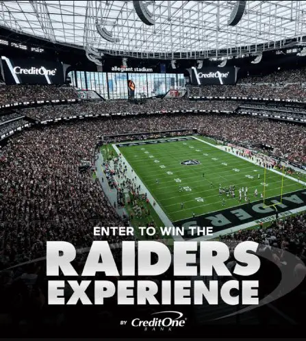 Credit One Raiders Experience Sweepstakes – Win Tickets For 2 To See A Las Vegas Raiders Game In Las Vegas