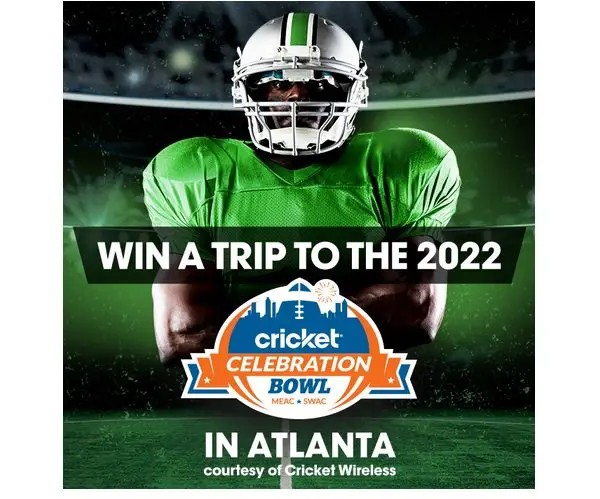 Cricket Wireless 2022 Celebration Bowl Sweepstakes - Win Two Event Tickets, Smartphone with Subscription and More