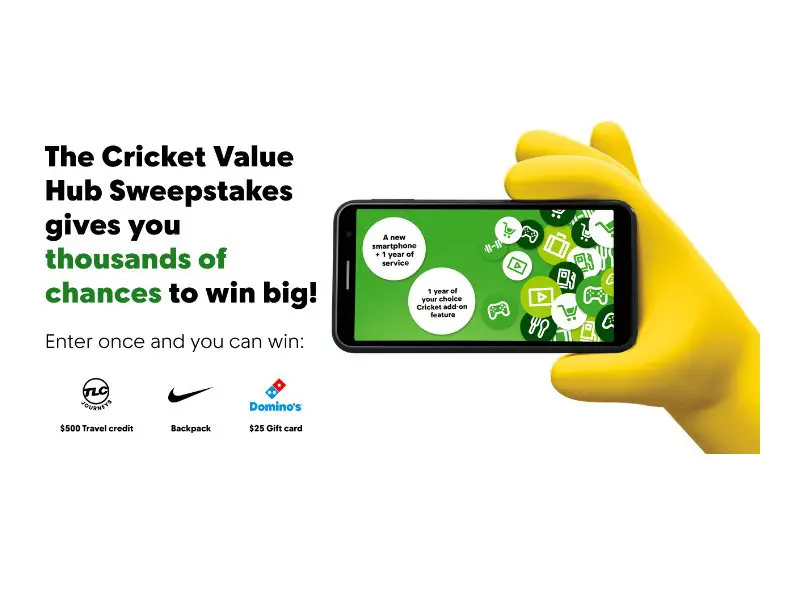 Cricket Wireless 2026 Value Hub Sweepstakes - Win Free Phone Service For A Year & More