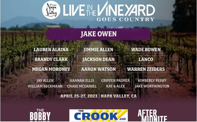 Crook & Chase Live In The Vineyard Goes Country Flyaway Sweepstakes – Win A Trip For 2 To Napa Valley, CA + VIP Tickets