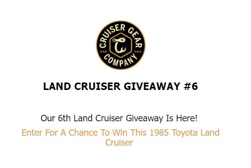 Cruiser Gear Co's Toyota Land Cruiser Giveaway - Win A $35,000 1985 Toyota Land Cruiser