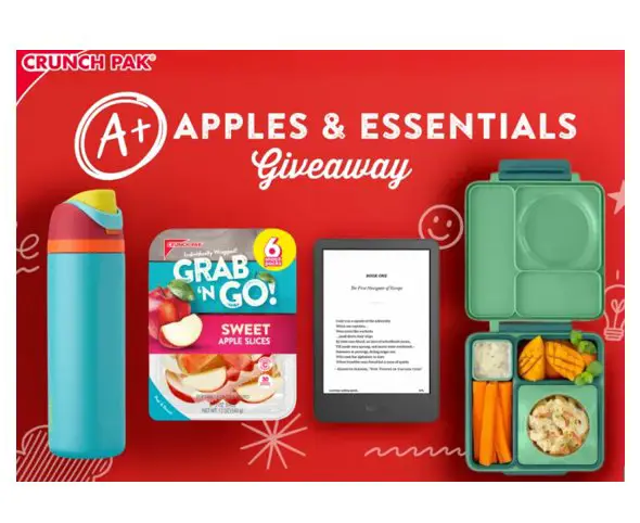 Crunch Pak A+ Apples and Essentials Giveaway - Kindle e-reader, a water bottle, a lunch box & more